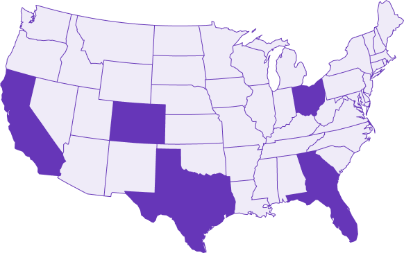 A map of the states HYM serve